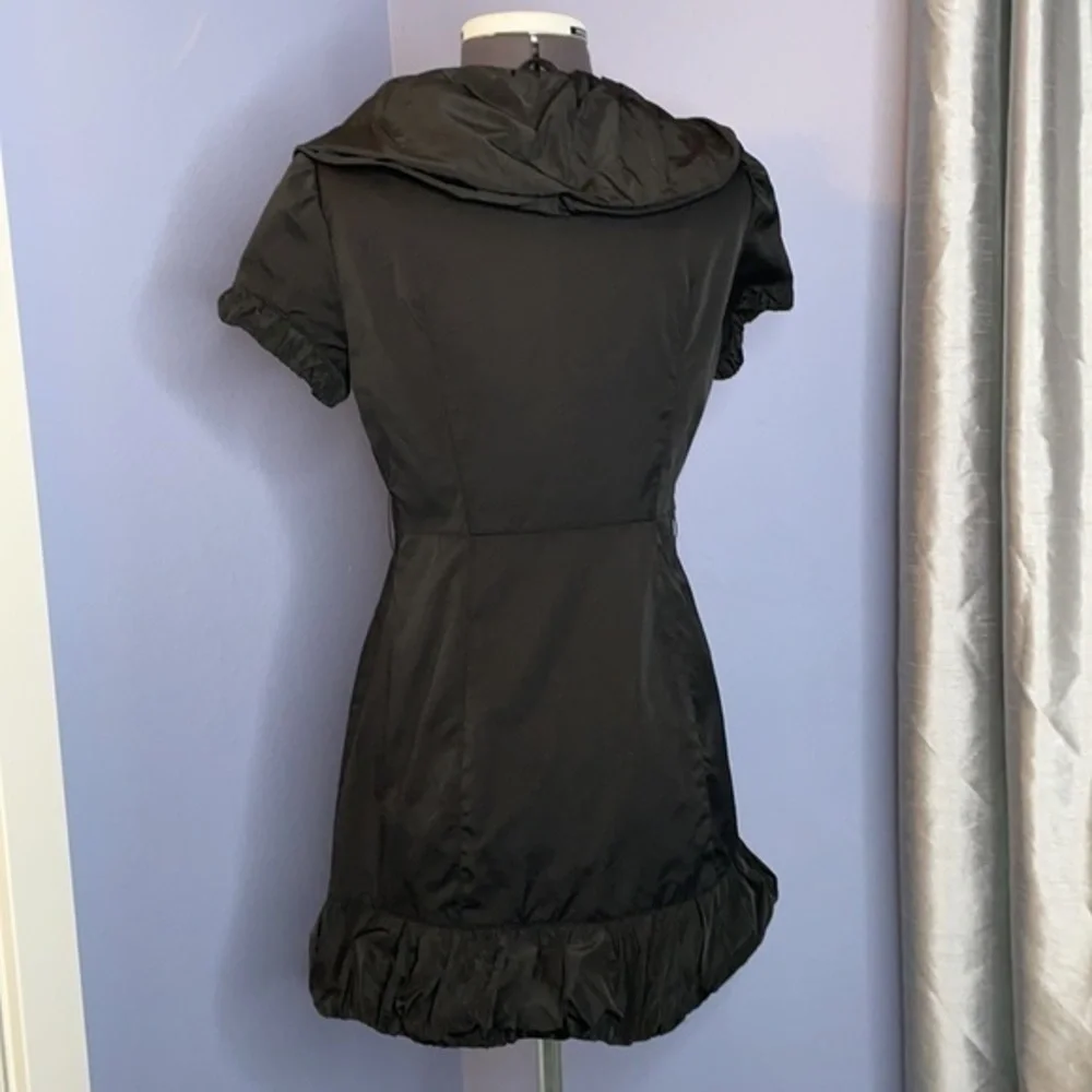 bebe dress black ruffle coat dress short extra small